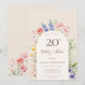 Invitation Arche Jardin Floral Beige Whimsical 20e anniversai (Devant / Derrière)