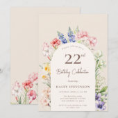 Invitation Arche Jardin Floral Beige Whimsical 22e anniversai (Devant / Derrière)