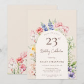 Invitation Arche Jardin Floral Beige Whimsical 23e anniversai (Devant / Derrière)