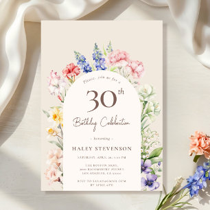 Invitation Arche Jardin Floral Beige Whimsical 30e anniversai