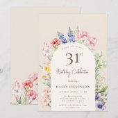 Invitation Arche Jardin Floral Beige Whimsical 31e anniversai (Devant / Derrière)