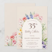 Invitation Arche Jardin Floral Beige Whimsical 35e anniversai (Devant / Derrière)