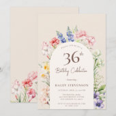 Invitation Arche Jardin Floral Beige Whimsical 36e anniversai (Devant / Derrière)