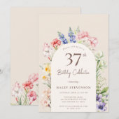 Invitation Arche Jardin Floral Beige Whimsical 37e anniversai (Devant / Derrière)