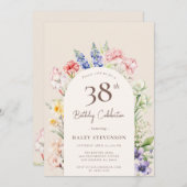 Invitation Arche Jardin Floral Beige Whimsical 38e anniversai (Devant / Derrière)
