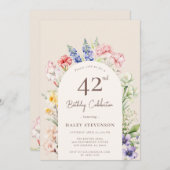 Invitation Arche Jardin Floral Beige Whimsical 42e anniversai (Devant / Derrière)