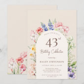 Invitation Arche Jardin Floral Beige Whimsical 43e anniversai (Devant / Derrière)