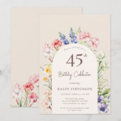 Invitation Arche Jardin Floral Beige Whimsical 45e anniversai (Devant / Derrière)