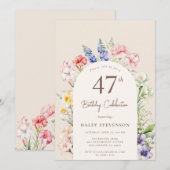 Invitation Arche Jardin Floral Beige Whimsical 47e anniversai (Devant / Derrière)