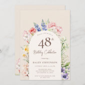 Invitation Arche Jardin Floral Beige Whimsical 48e anniversai (Devant / Derrière)