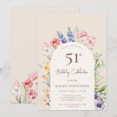 Invitation Arche Jardin Floral Beige Whimsical 51e anniversai (Devant / Derrière)