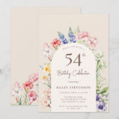Invitation Arche Jardin Floral Beige Whimsical 54e anniversai (Devant / Derrière)