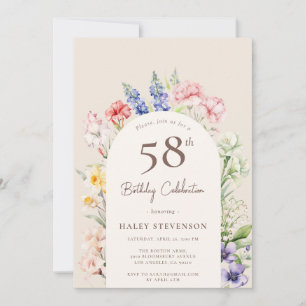 Invitation Arche Jardin Floral Beige Whimsical 58e anniversai