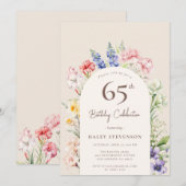 Invitation Arche Jardin Floral Beige Whimsical 65e anniversai (Devant / Derrière)