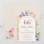 Invitation Arche Jardin Floral Beige Whimsical 66e anniversai (Devant / Derrière)