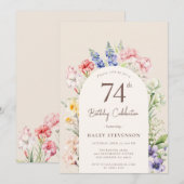 Invitation Arche Jardin Floral Beige Whimsical 74e anniversai (Devant / Derrière)
