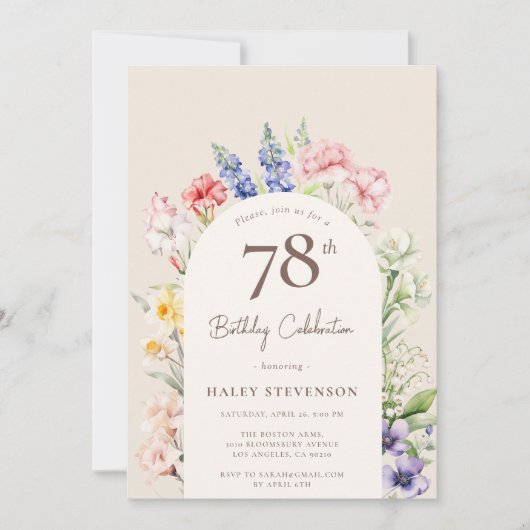 Invitation Arche Jardin Floral Beige Whimsical 78e anniversai (Devant)
