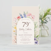 Invitation Arche Jardin Floral Beige Whimsical 79e anniversai (Debout devant)