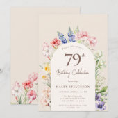 Invitation Arche Jardin Floral Beige Whimsical 79e anniversai (Devant / Derrière)