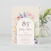 Invitation Arche Jardin Floral Beige Whimsical 85e anniversai (Debout devant)