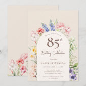 Invitation Arche Jardin Floral Beige Whimsical 85e anniversai (Devant / Derrière)