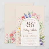 Invitation Arche Jardin Floral Beige Whimsical 86e anniversai (Devant / Derrière)