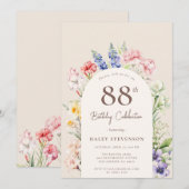 Invitation Arche Jardin Floral Beige Whimsical 88e anniversai (Devant / Derrière)