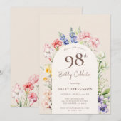 Invitation Arche Jardin Floral Beige Whimsical 98e anniversai (Devant / Derrière)