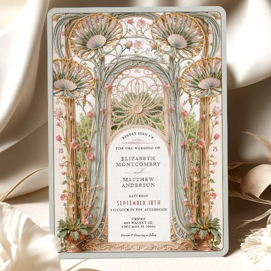 Invitation Arche Mariage Art Nouveau
