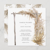 Invitation Arche Mariage de Pampas en Herbe Séché (Devant / Derrière)