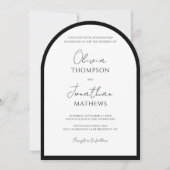 Invitation Arche Mariage de script de bordure simple en noir (Devant)