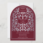 Invitation Arche Mariage d'épée médiévale rouge (Devant)
