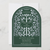 Invitation Arche Mariage d'épée médiévale verte (Devant)