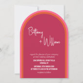 Invitation Arche Mariage d'été moderne rose et orange (Devant)