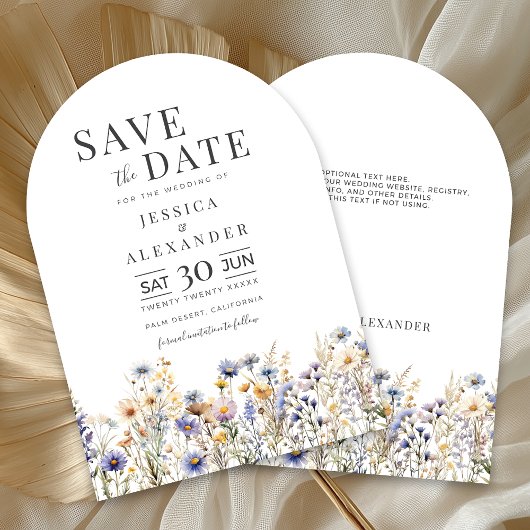 Invitation Arche Mariage Dusty Blue Fleur sauvage Enregistrer