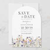 Invitation Arche Mariage Dusty Blue Fleur sauvage Enregistrer (Devant)