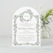 Invitation Arche Mariage élégante à cadre de verdure (Debout devant)