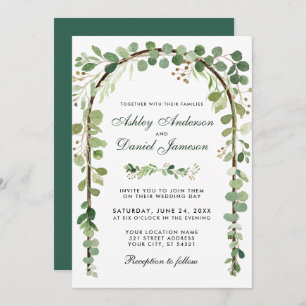 Invitation Arche mariage en bois vert Eucalyptus