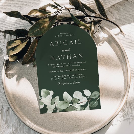Invitation Arche Mariage feuille verte