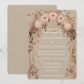 Invitation Arche Mariage florale Boho à crème rose pâle (Devant / Derrière)
