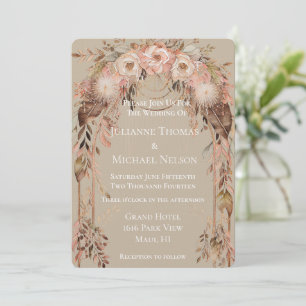 Invitation Arche Mariage florale Boho à crème rose pâle