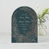 Invitation Arche Mariage romantique en cuivre à fleurs (Debout devant)