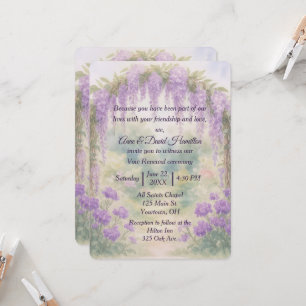 Invitation Arche Mariage Wisteria dans un jardin d'été