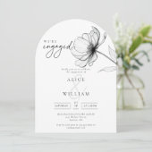 Invitation Arche minimale élégante chic fiançale florale (Debout devant)