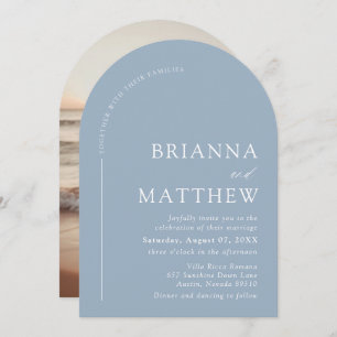Invitation Arche minimaliste moderne Dusty Bleu Blanc Mariage