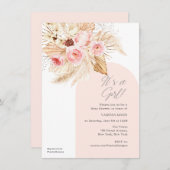 Invitation arche moderne rose c'est une fille boho pampas fle (Devant / Derrière)