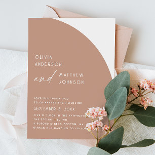 Invitation Arche moderne simple minimaliste mariage rose pâle