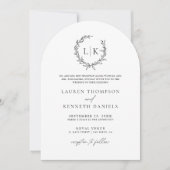 Invitation Arche Noir Blanc Monogramme Code QR Mariage Classi (Devant)