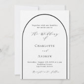 Invitation Arche noire blanche mariage de luxe (Devant)