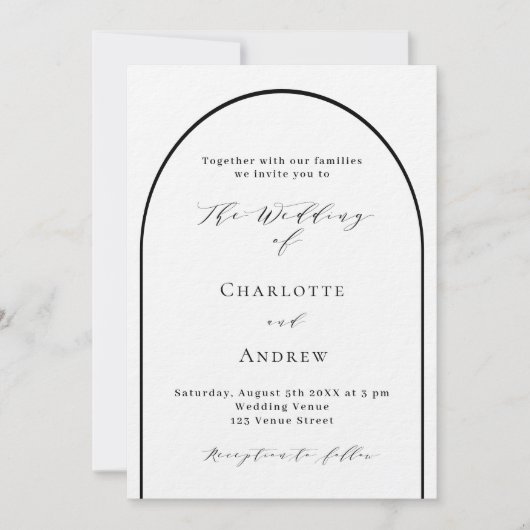Invitation Arche noire blanche mariage de luxe (Devant)